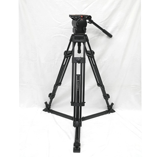 【510-500MVB ジャンク品】 Manfrotto 100Φ アルミ三段脚 グランドスプレッダー付