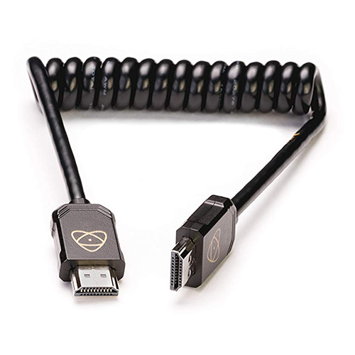 【ATOMFLEX PRO HDMI COILED CABLE（Full to Full 30cm） 】 ATOMOS HDMI 2.0 ケーブル 30～60cm（4K 60p対応）