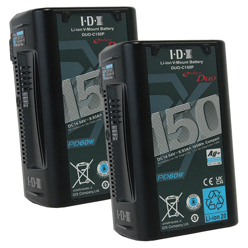 【DUO-C150P(x2)】 IDX Vマウントタイプリチウムイオンバッテリー 2本セット