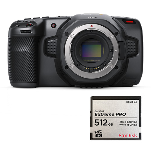 【Blackmagic Pocket Cinema Camera 6K + SDCFSP-512G-J46D】 Blackmagic Design 6Kデジタルフィルムカメラ（レンズ別売、EFマウント）