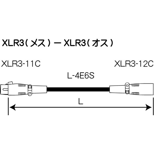 【EC005 黒】 CANARE XLR 3P メス-オス 音声ケーブル 0.5m